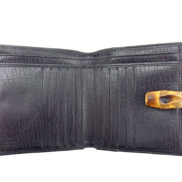 Gucci Wallet Purse Folding wallet GG Black Silver Woman Authentic Used Y3616 - Picture 3 of 6